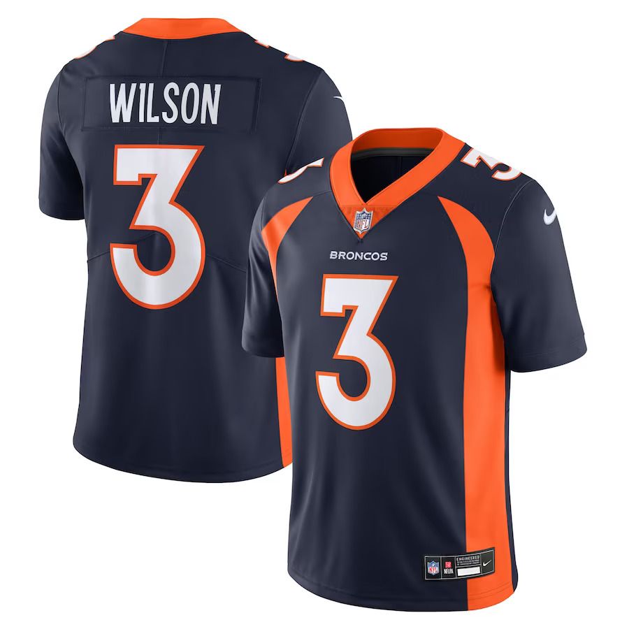 Men Denver Broncos #3 Russell Wilson Nike Navy Vapor Untouchable Limited NFL Jersey